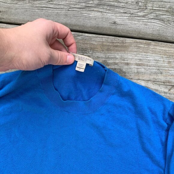 Vintage Burberry Brit Wool Sweater Royal Blue Medium - Picture 6 of 7